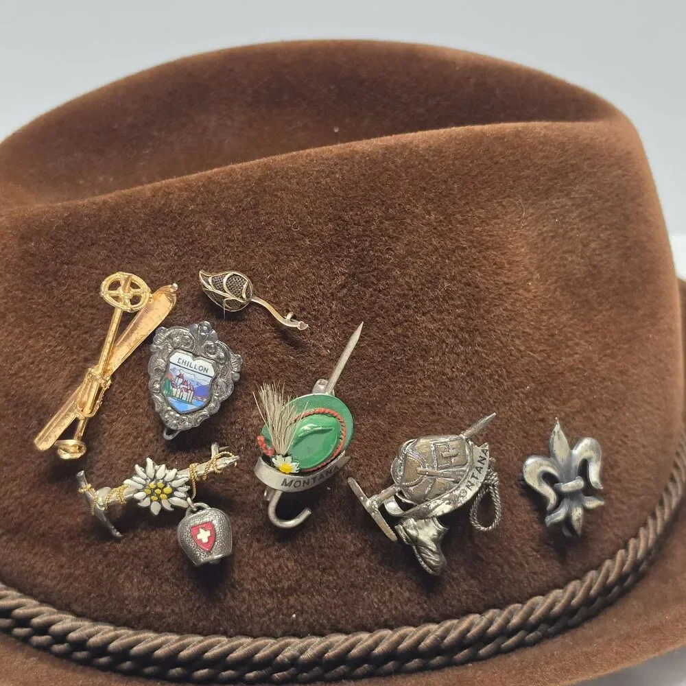 Vintage Eichenberger Switzerland Brown Beaver Hat Hunter Fedora Size 7 1/8 EU 57